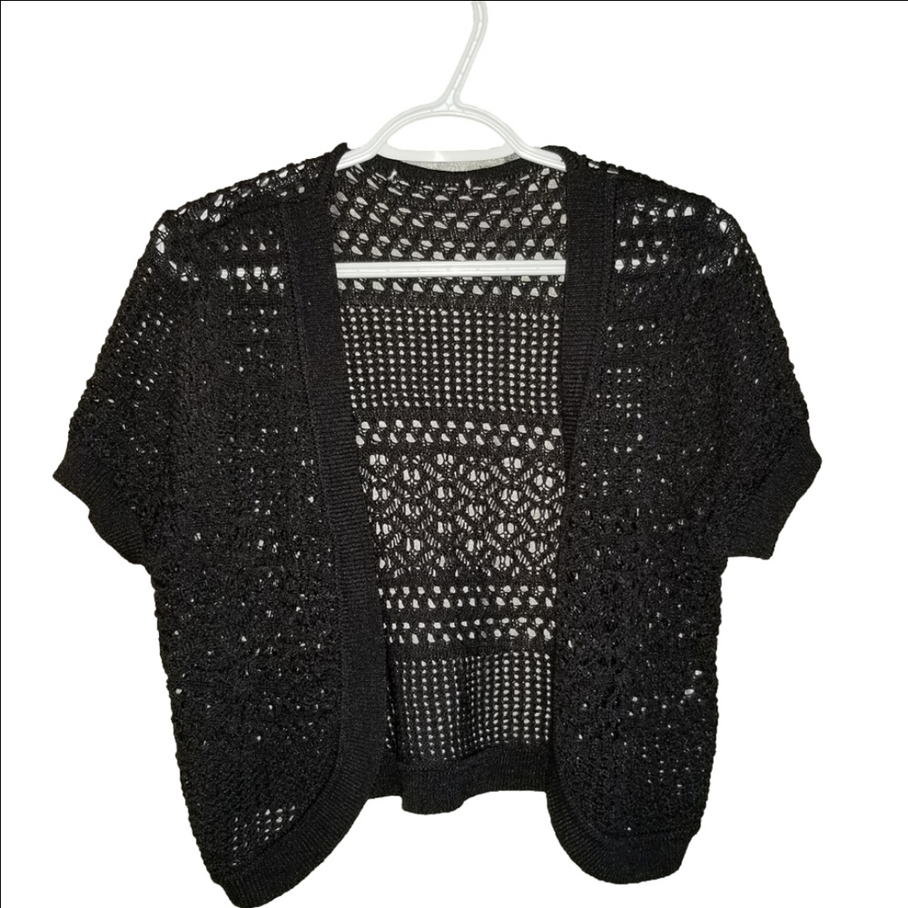 Crochet Black WhimsyGoth Short Sleeve Shrug No Size Or Care Label No Closure